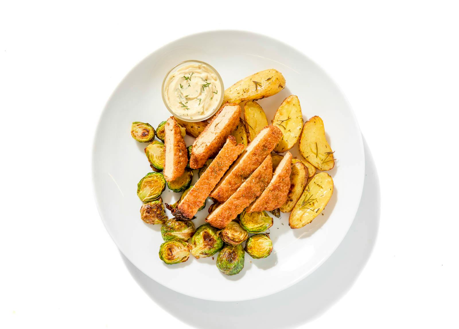 'Chicken' Schnitzel with Rosemary Potatoes