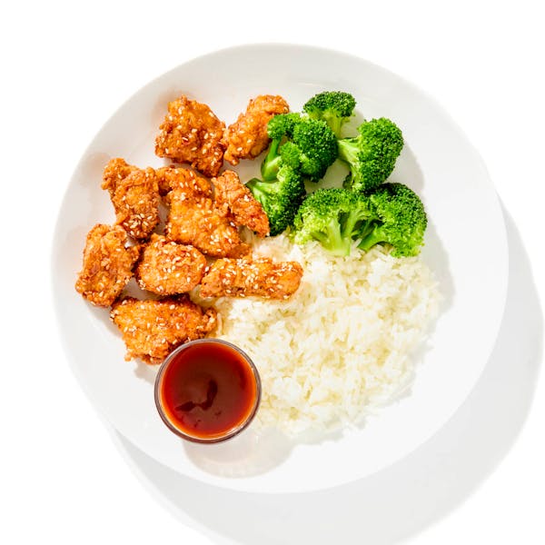 Sesame Chicken with Steamed Broccoli