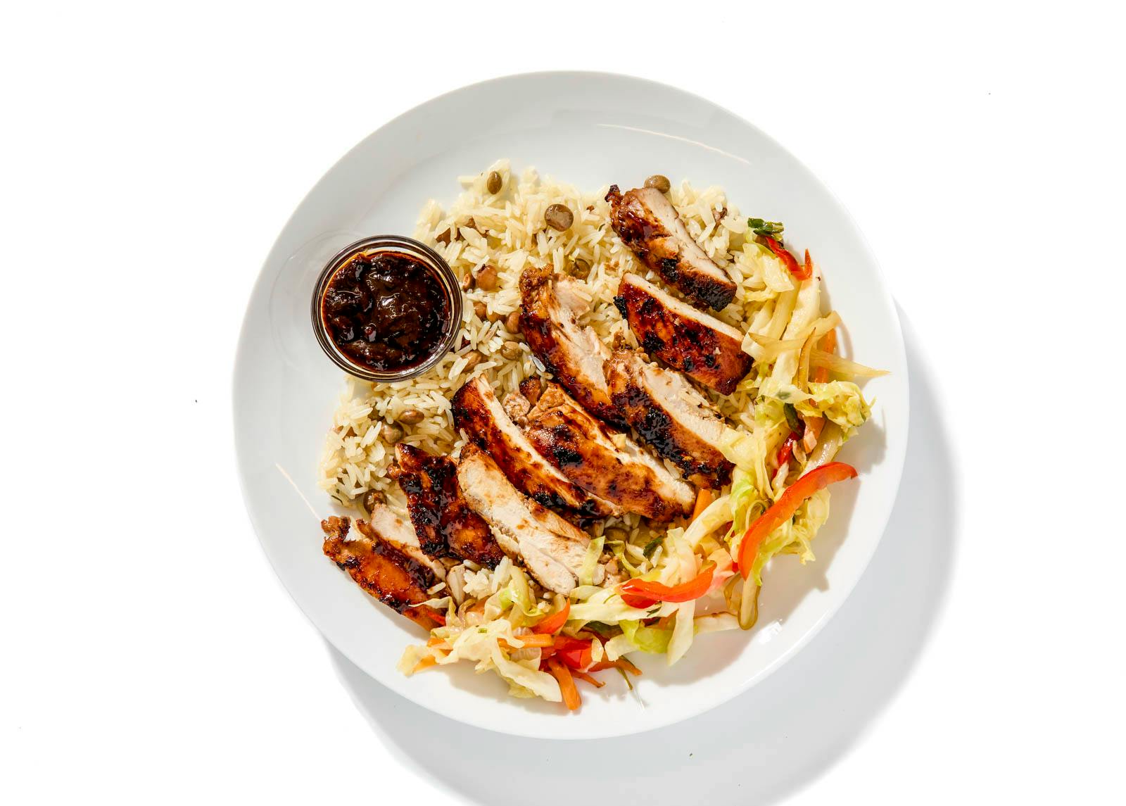 Jerk Chicken Thighs with Jamaican Steamed Cabbage
