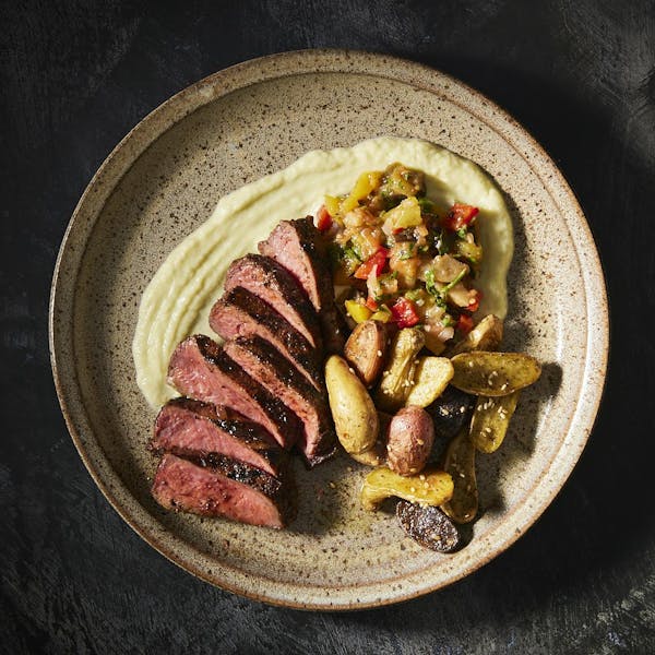 Adobo Flat Iron Steak with Mashwi Salad