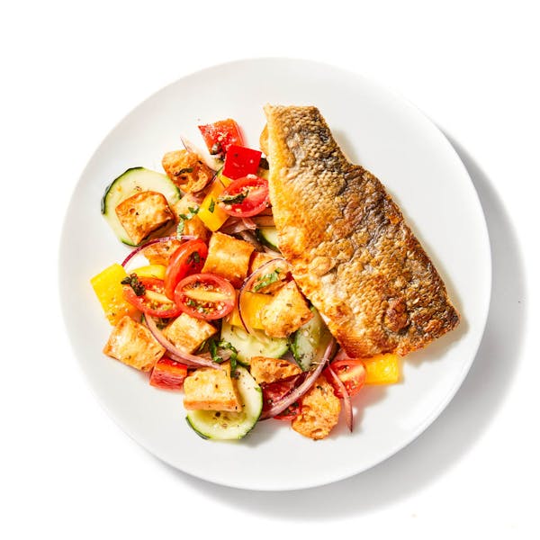 Seared Branzino with Panzanella Salad