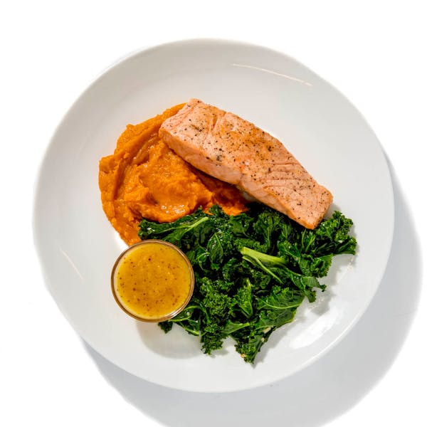 Roasted Salmon with Sweet Potato Mash