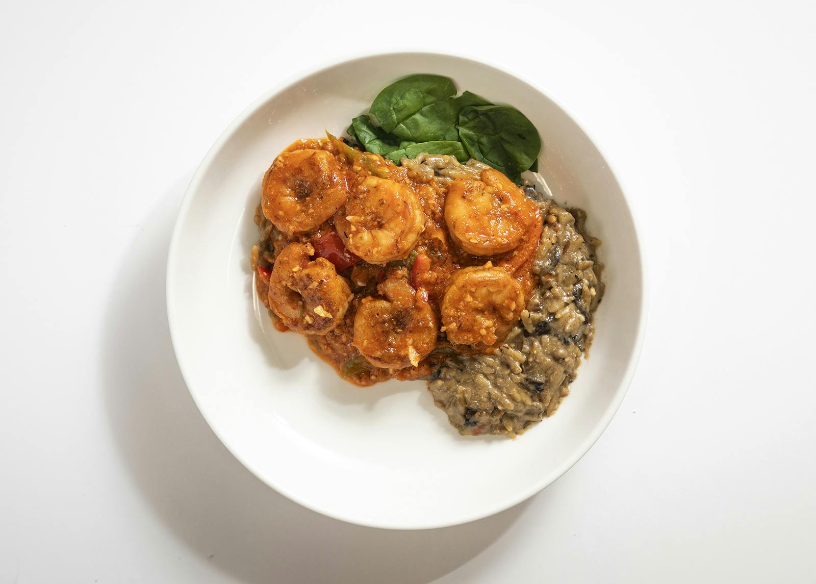 Kreyol-Mushroom Orzo with Shrimp