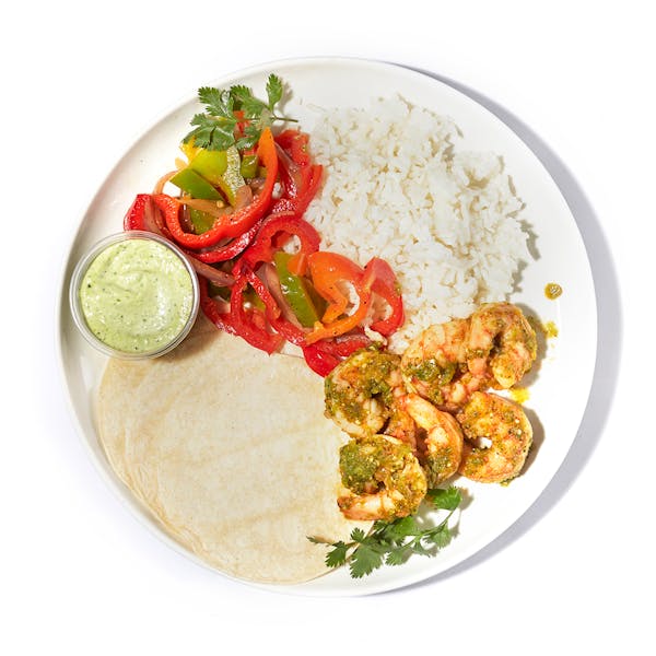Nikkei-Style Shrimp Fajita Tacos