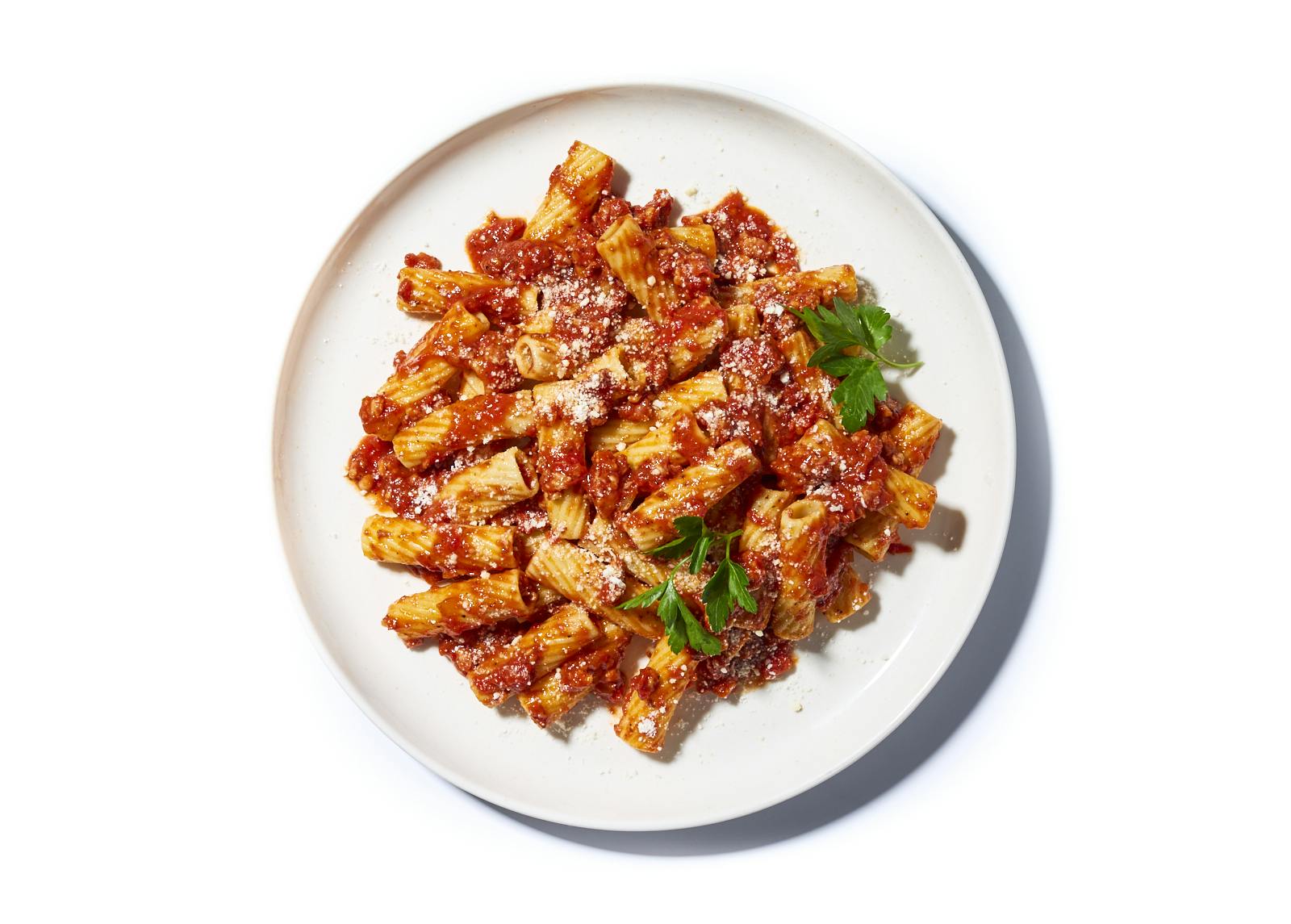 Rigatoni with Pork Sausage Bolognese