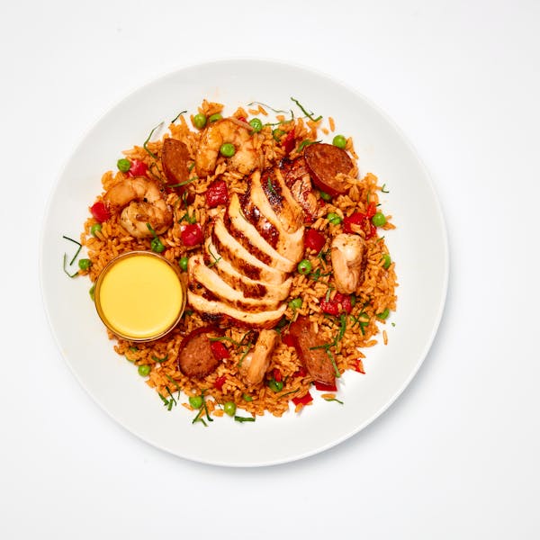 Mexican Chicken, Shrimp, & Chorizo Paella