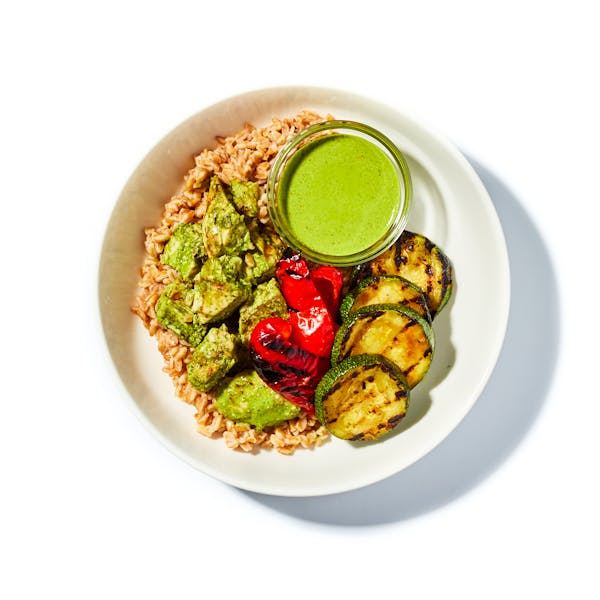 Spinach Pesto Chicken and farro bowl