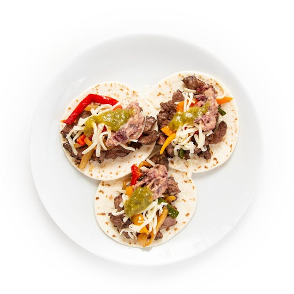 Steak Marinated Fajita Cheese Tacos