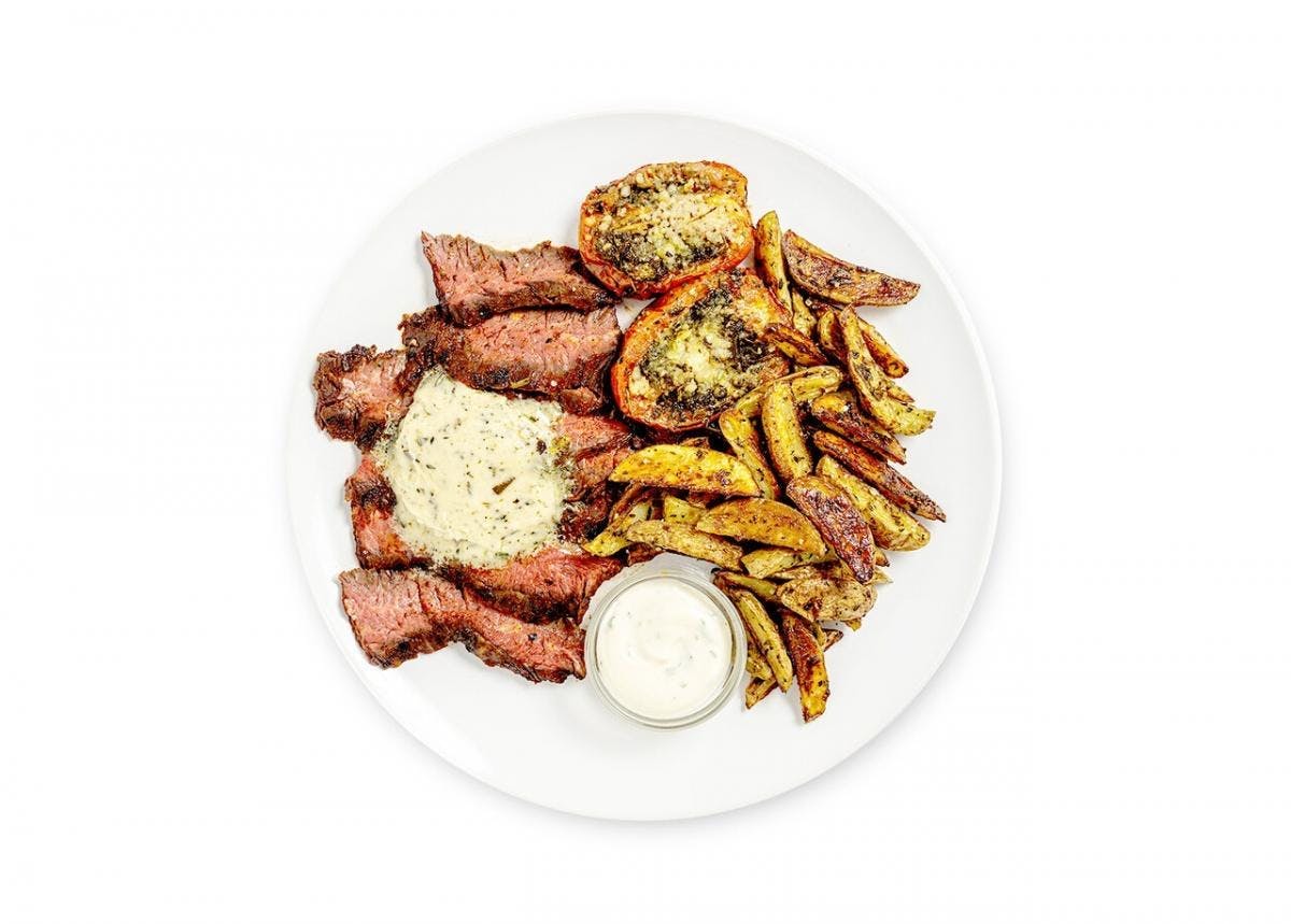 Grilled Grass Fed Skirt Steak & Herbed Frites by BK Prime