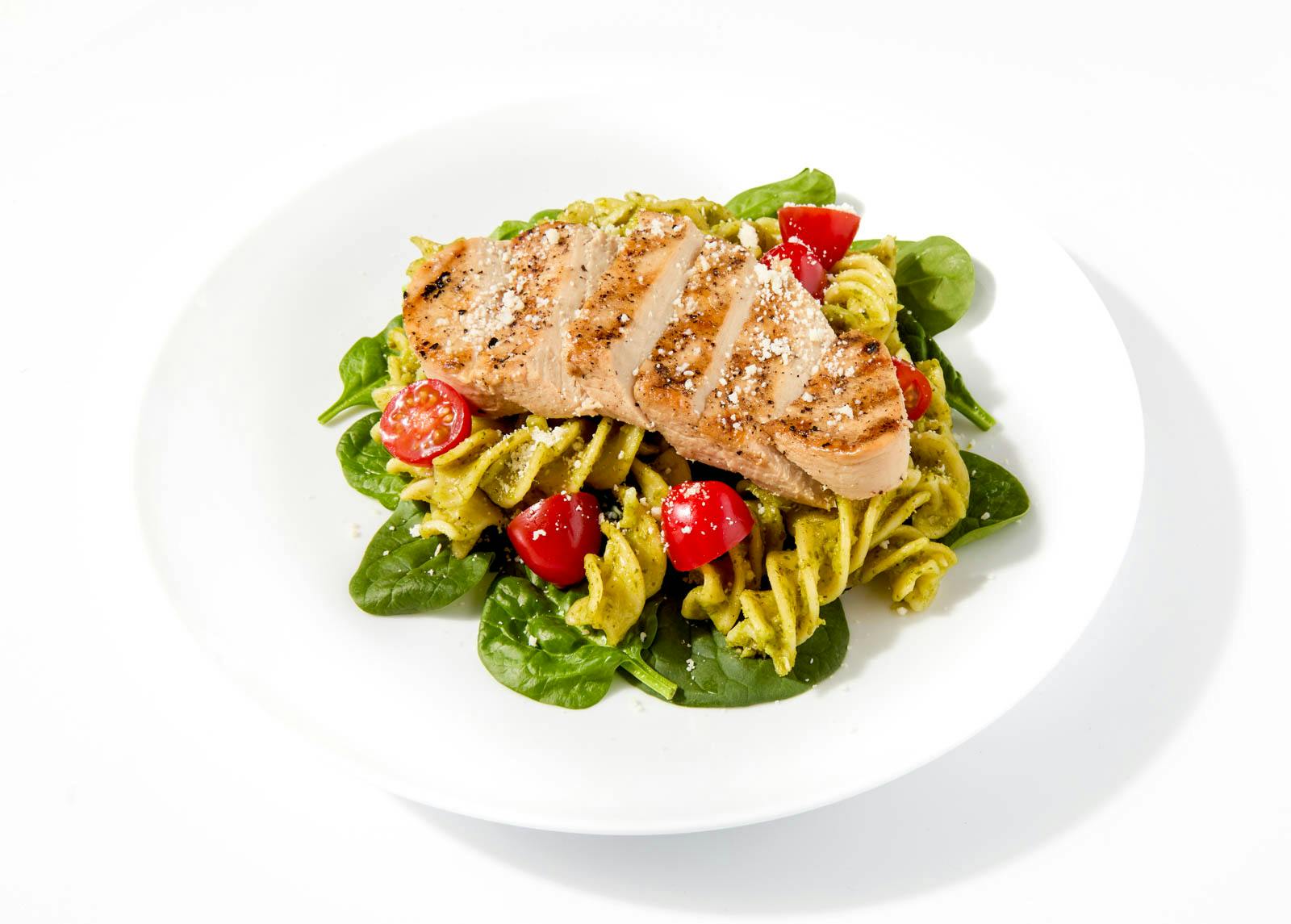 Pesto Pasta Salad with Vegan Chicken