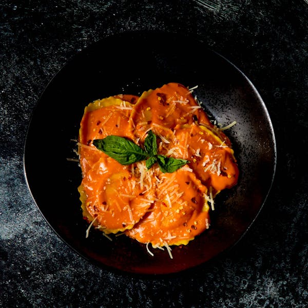 Lobster Ravioli in Pink Sauce