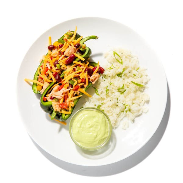 Jackfruit Stuffed Poblano Peppers