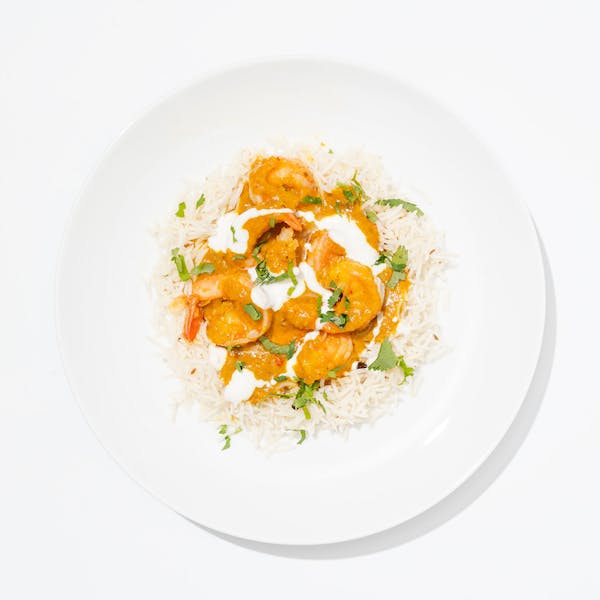 Coastal shrimp curry with Naan