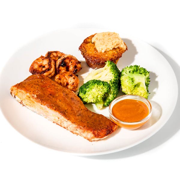 BBQ Salmon & Adobo Shrimp
