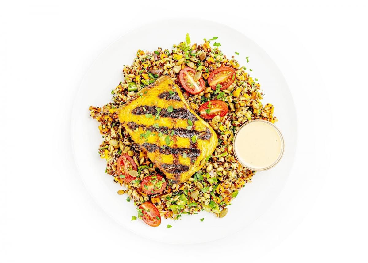 Grilled Salmon with Rainbow Grains