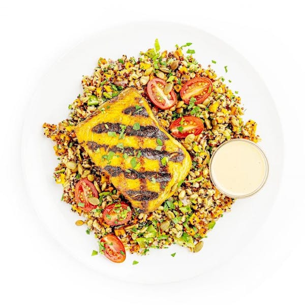 Grilled Salmon with Rainbow Grains