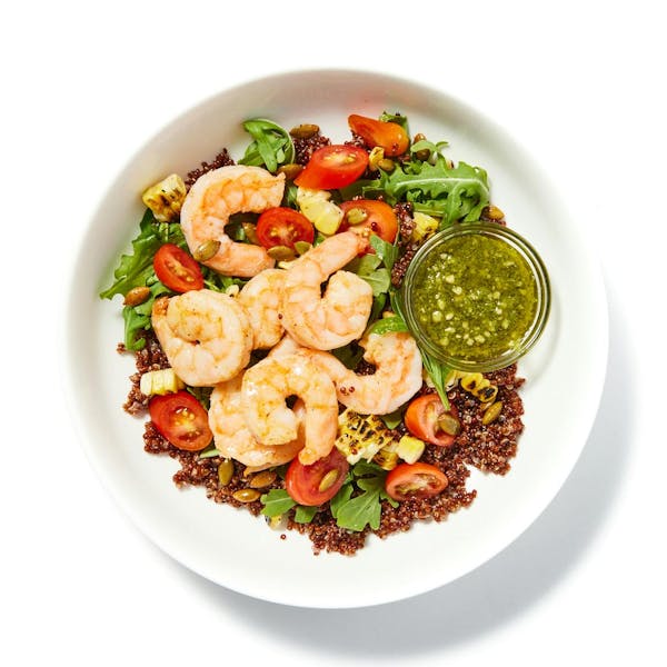 Quinoa & Pesto Shrimp Bowl