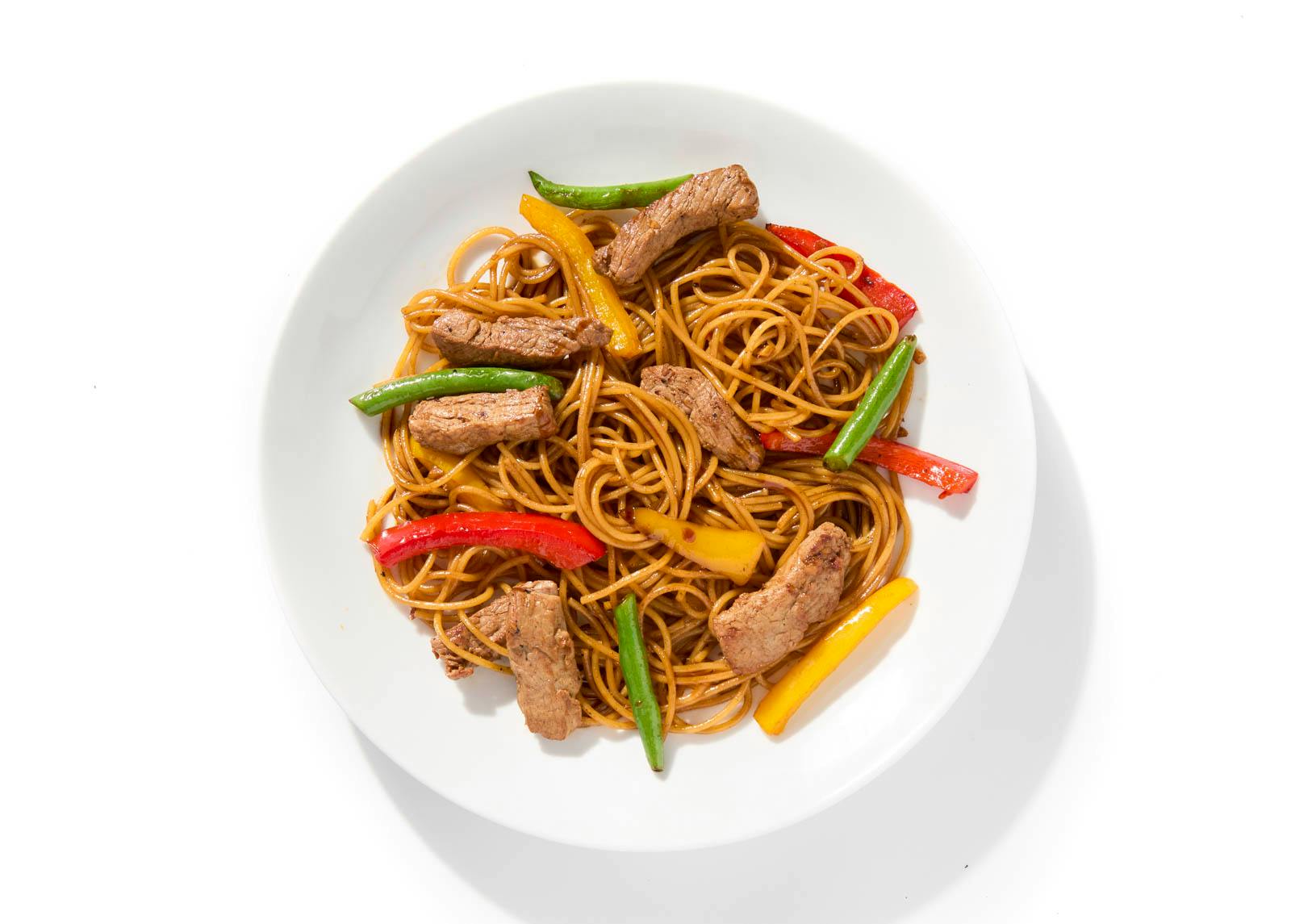 Caribbean Pork Lo Mein