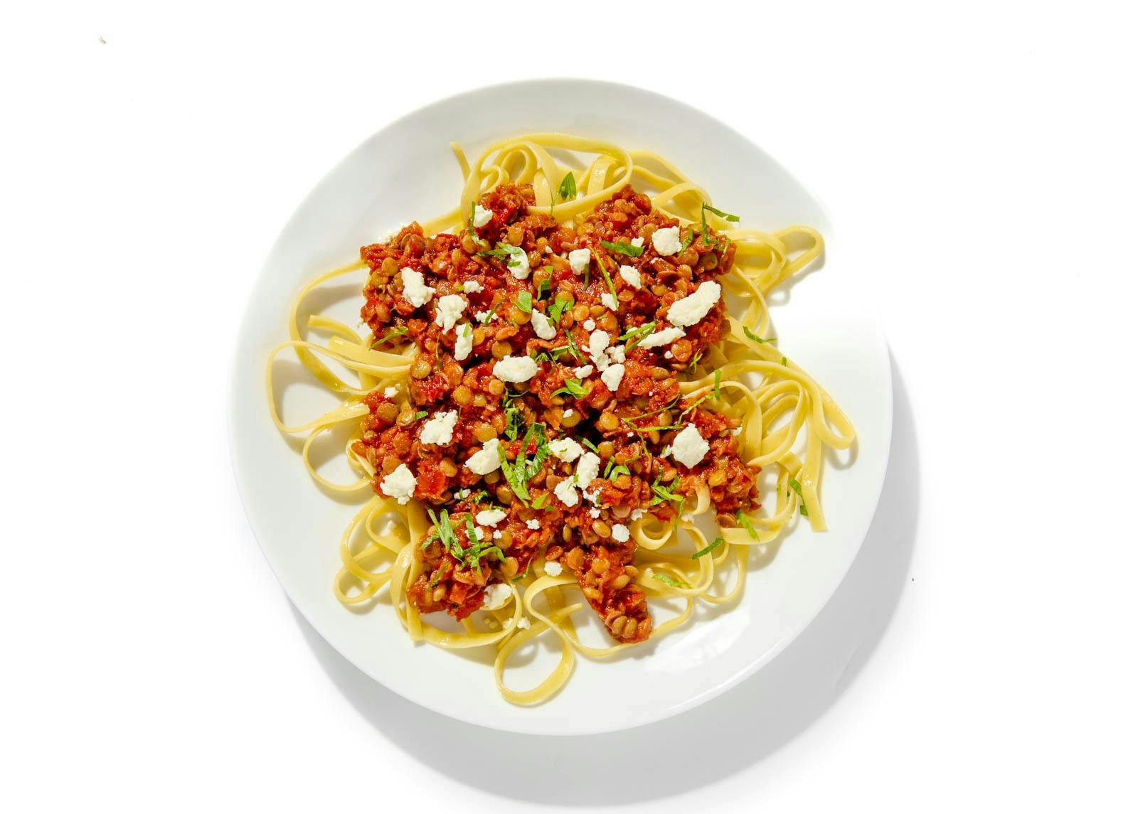 Fettuccine Lentil Bolognese