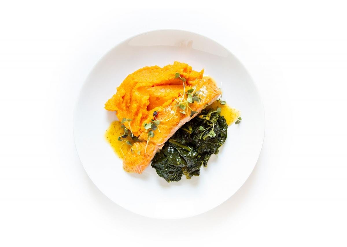 Roasted Salmon with Sauteed Kale