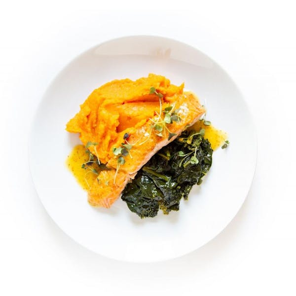 Roasted Salmon with Sauteed Kale