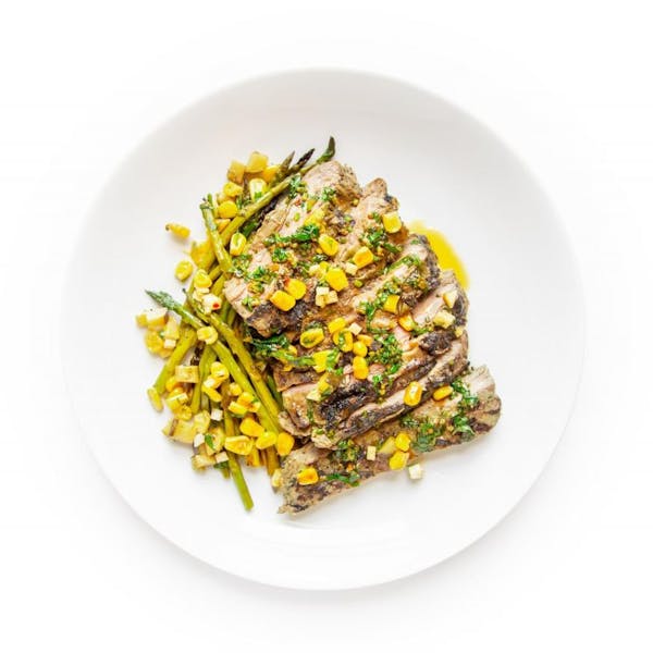 Grilled Hanger Steak with Asparagus