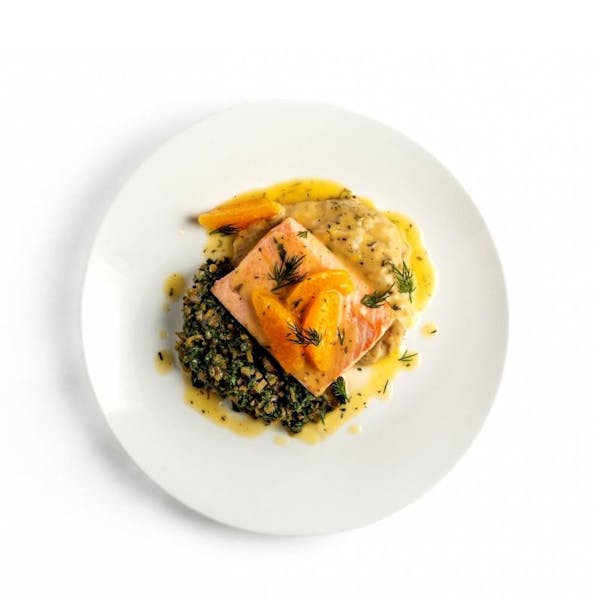 Citrus Roast Salmon with Caramelized Leek