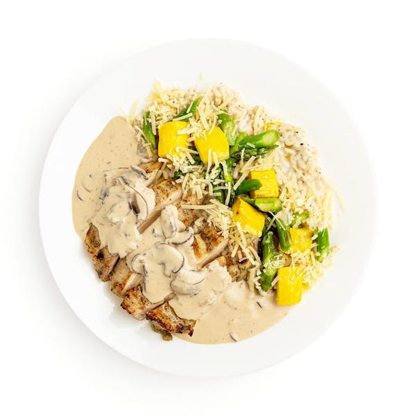 Creamy Mushroom Risotto with Herbed Chicken