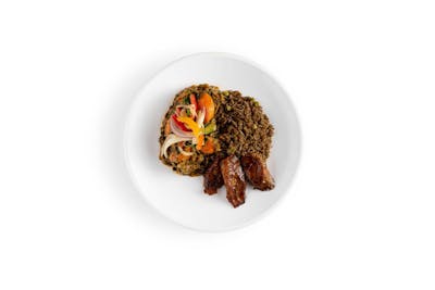 Kreyol Braised Vegetables over Haitian Black Rice