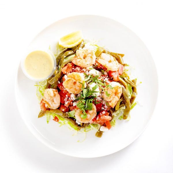Nopal Salad with Sautéed Shrimp