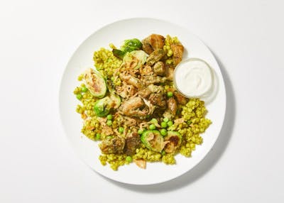 Sabzi-Rubbed Chicken over Pearl Couscous Risotto