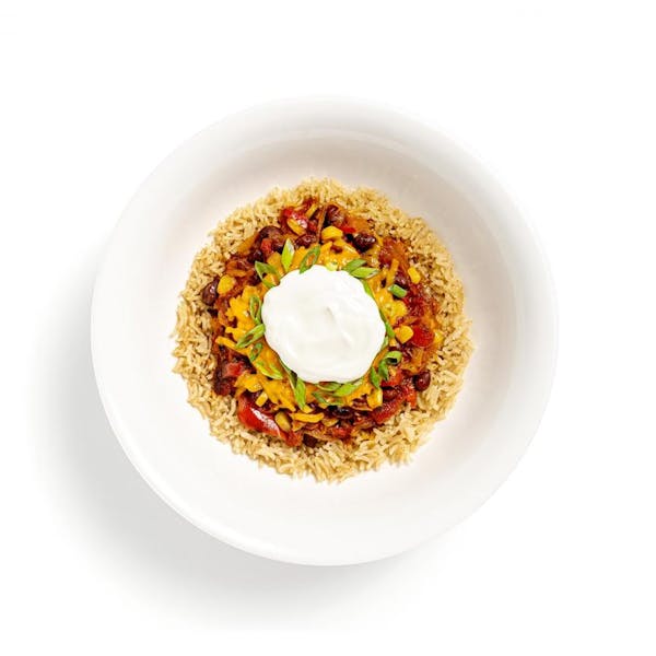 Cheesy Corn with Black Bean Chilli