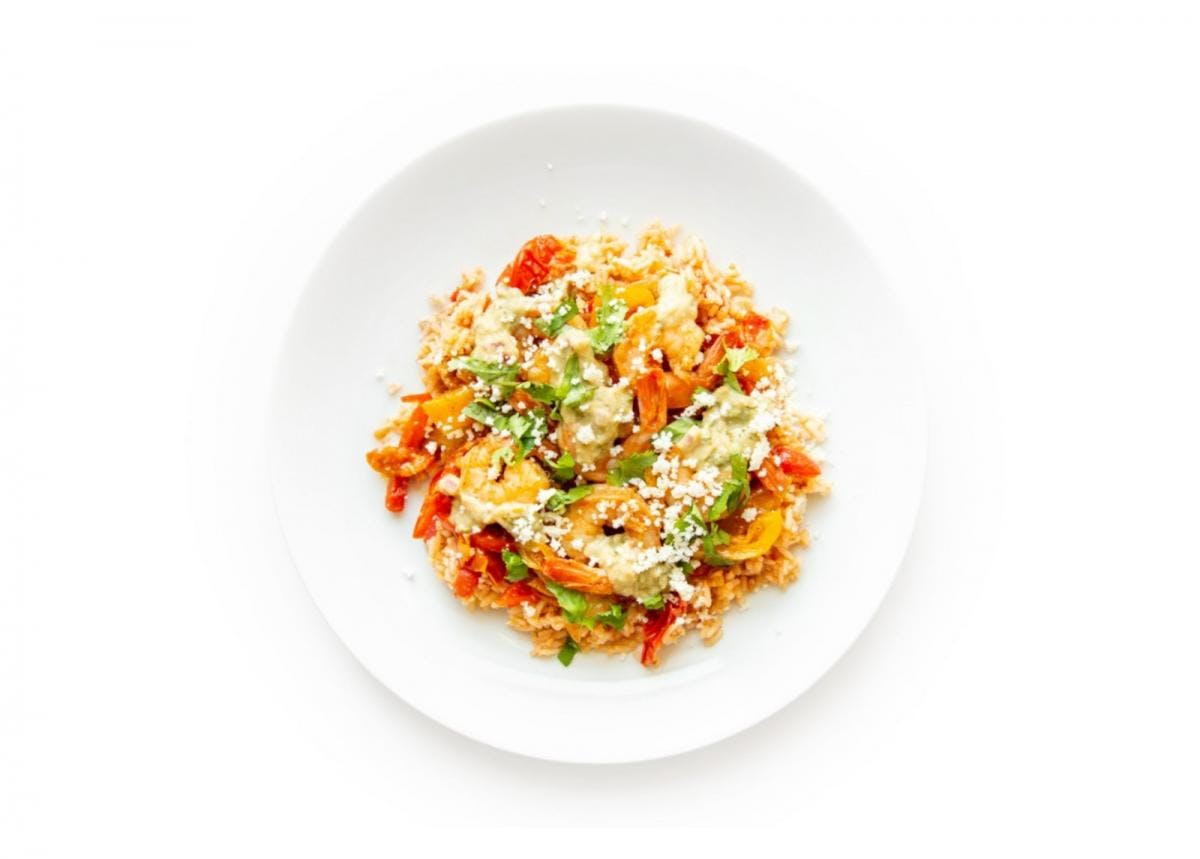 Spiced Shrimp and Pepper Fajita with Green Sauce