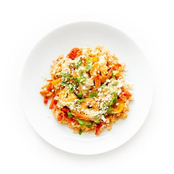 Spiced Shrimp and Pepper Fajita with Green Sauce