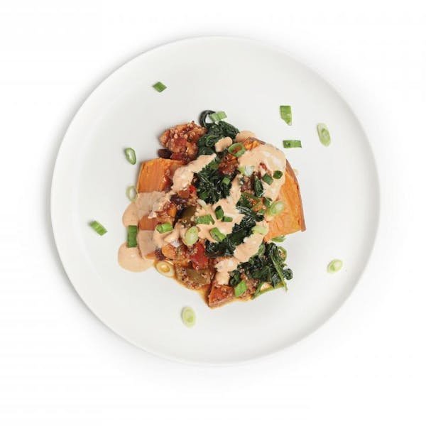 Black Bean Chili Stuffed Sweet Potatoes