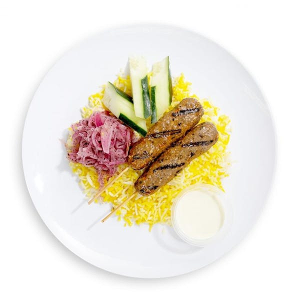 Grilled Lamb Kofte Skewers.