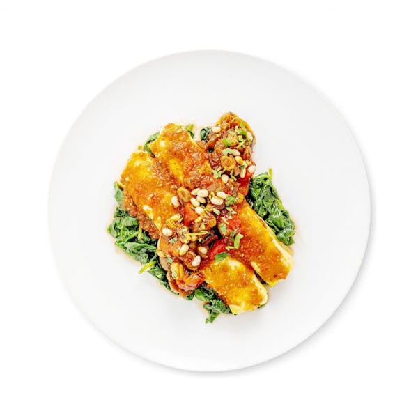 Goat Cheese Manicotti in Sicilian Caponata