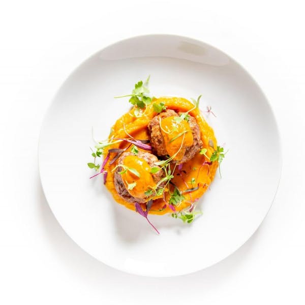 Meatballs with Mashed Sweet Potatoes