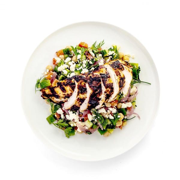 Greek Salad with Grilled Chicken Breast