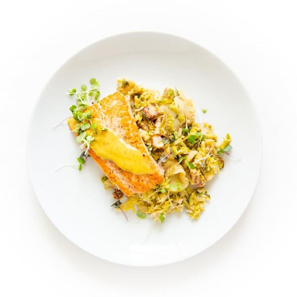 Seared Salmon with Butternut Mustard Sauce,